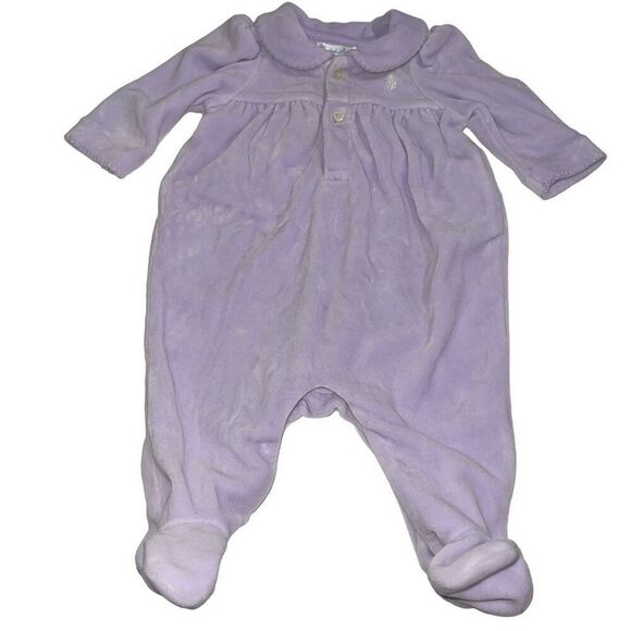 Ralph Lauren Other - Ralph Lauren Light Purple Collared Fuzzy Footie Pajama One Piece - Size 3 months